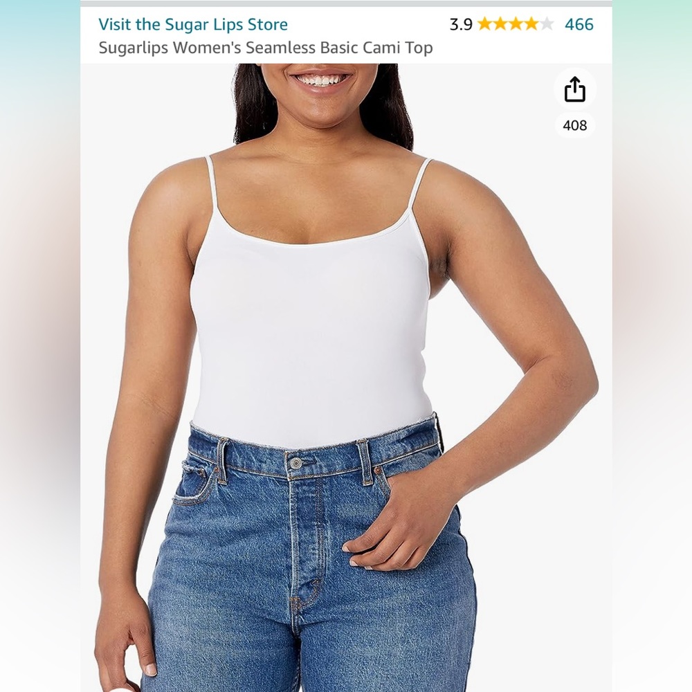 NWT Sugarlips Seamless Basic Strap Tank in White - Picture 5 of 5